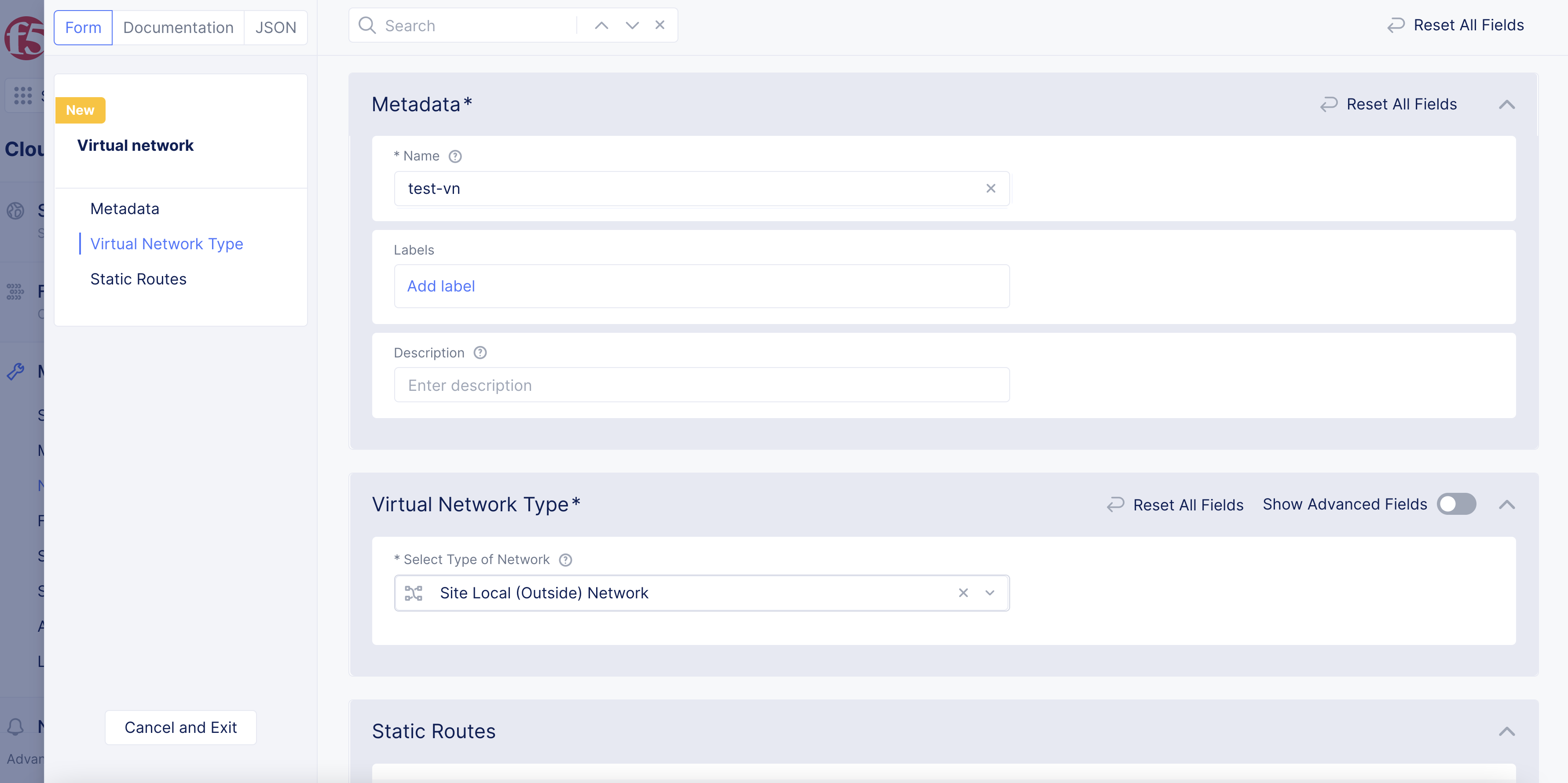 Figure: Virtual Network Configuration