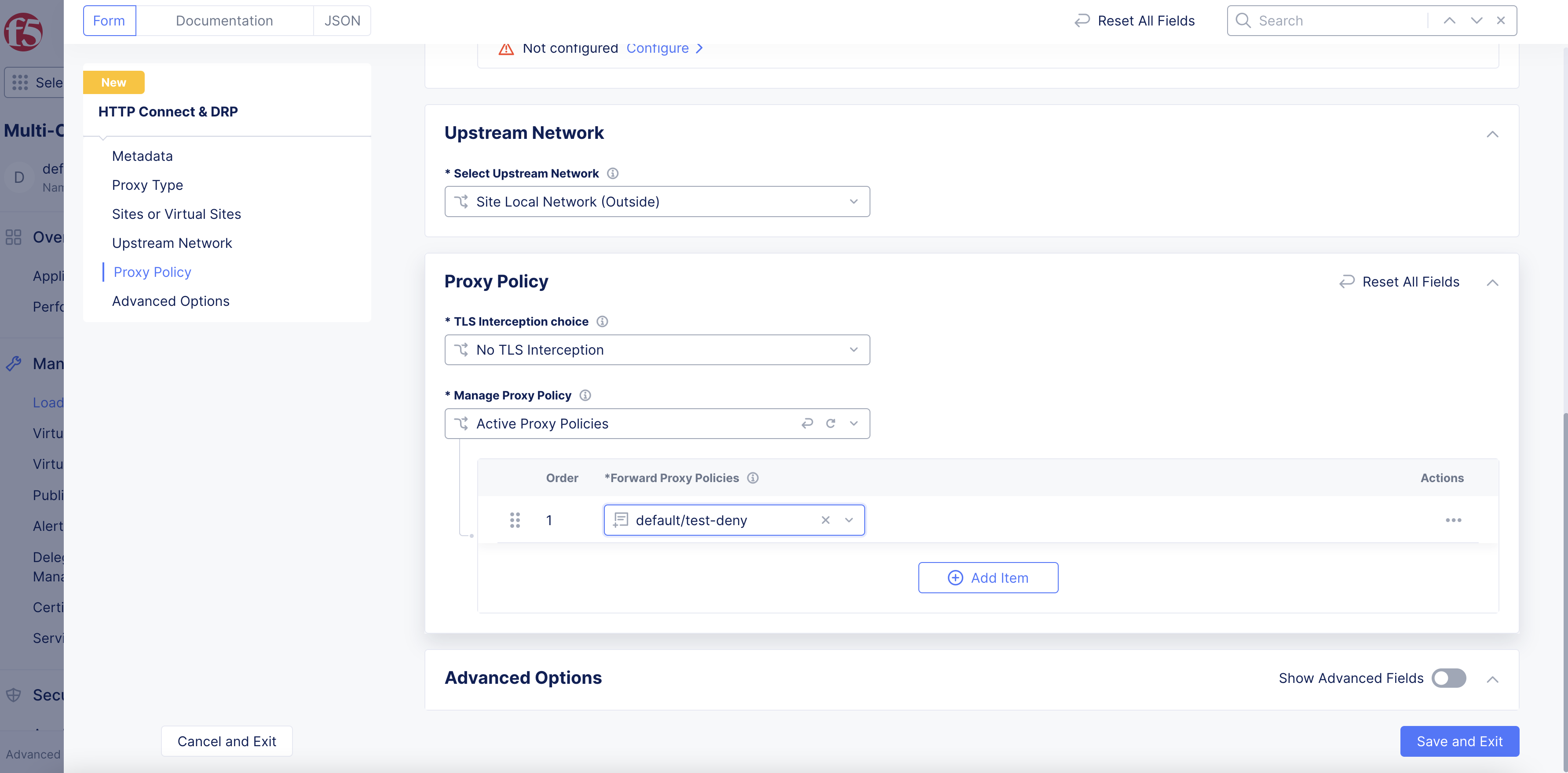Figure: Select Forward Proxy Policy