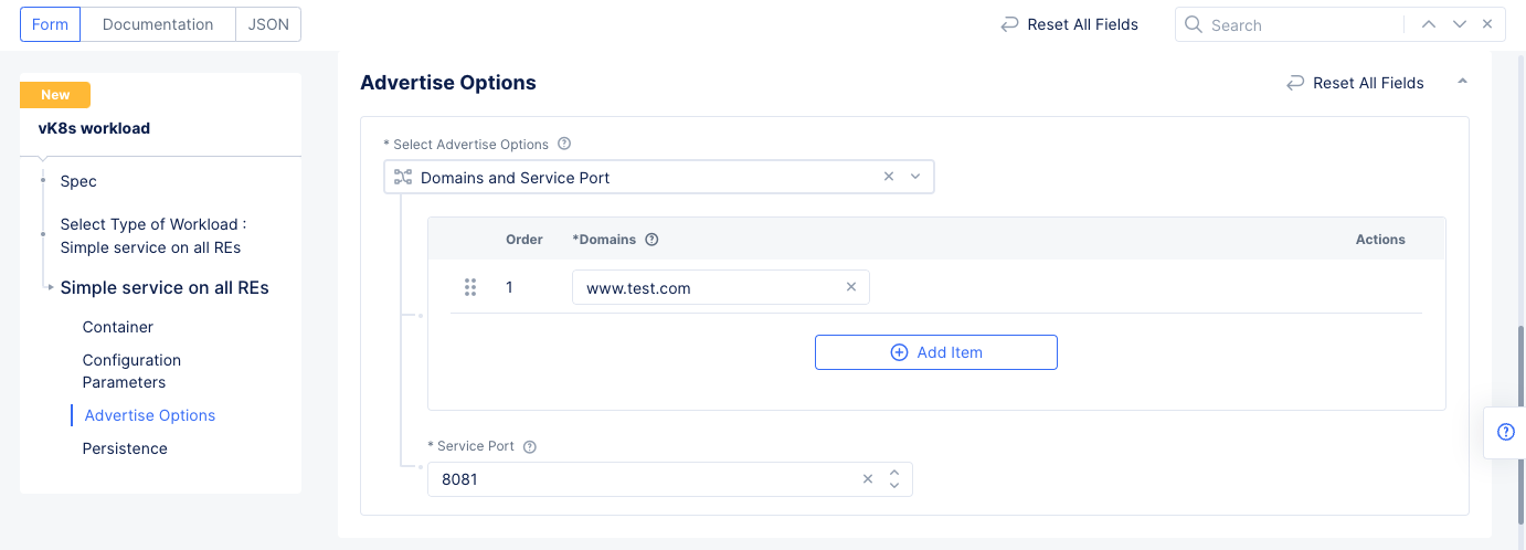 Figure: Advertise Options