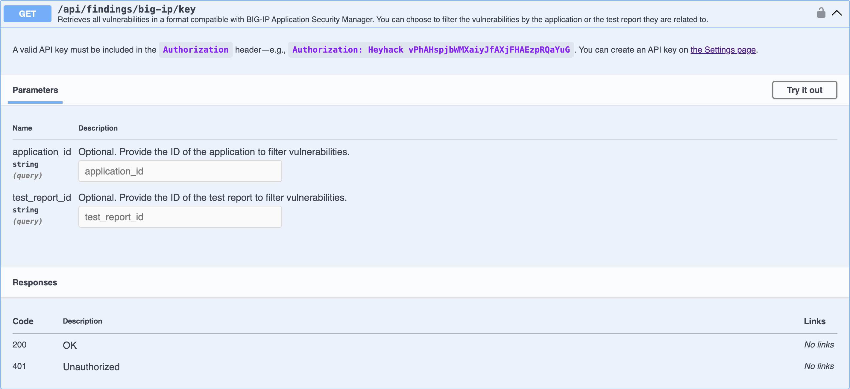 Export vulnerabilities through the API