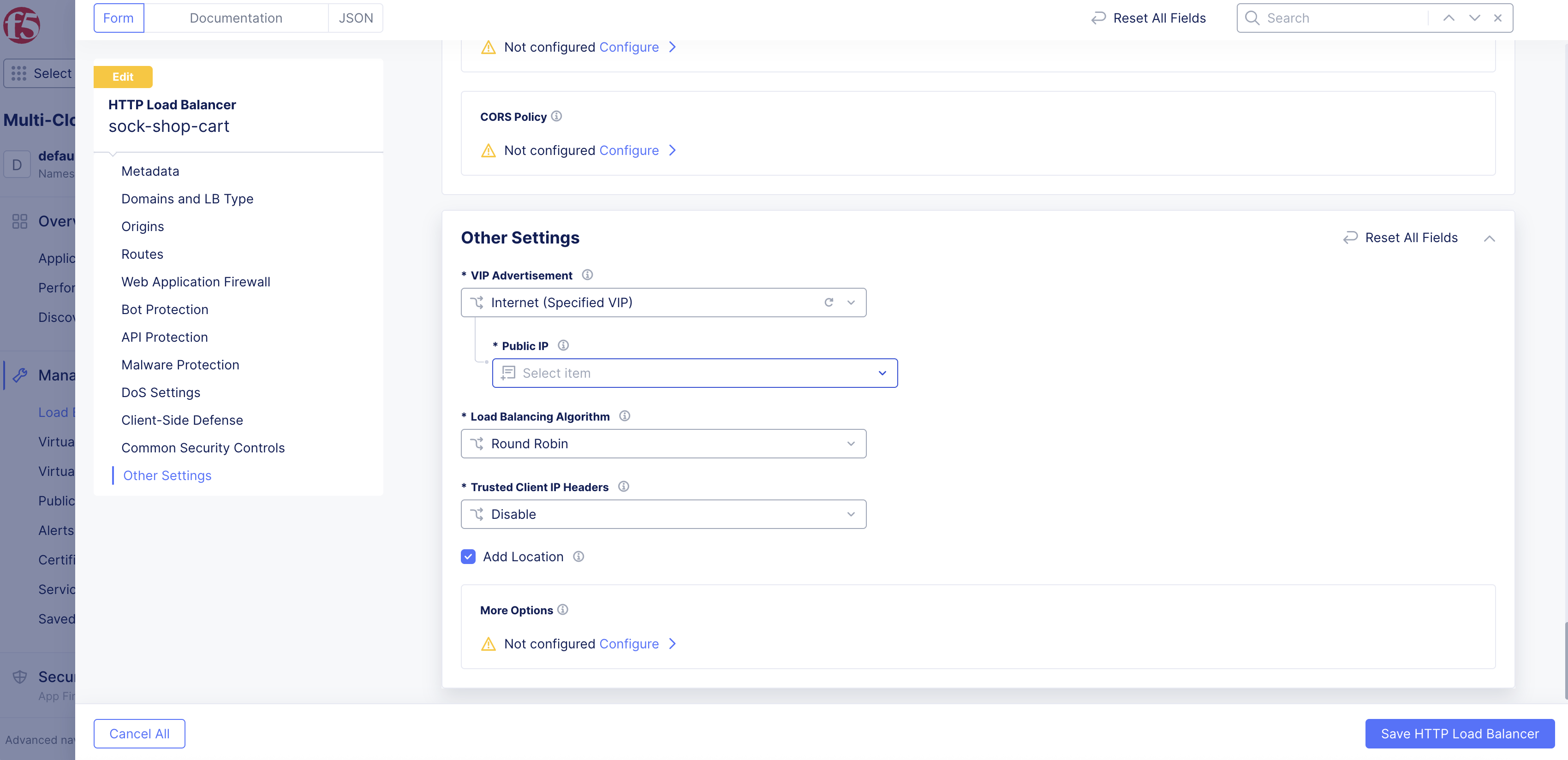 Figure: Public IP Address Settings
